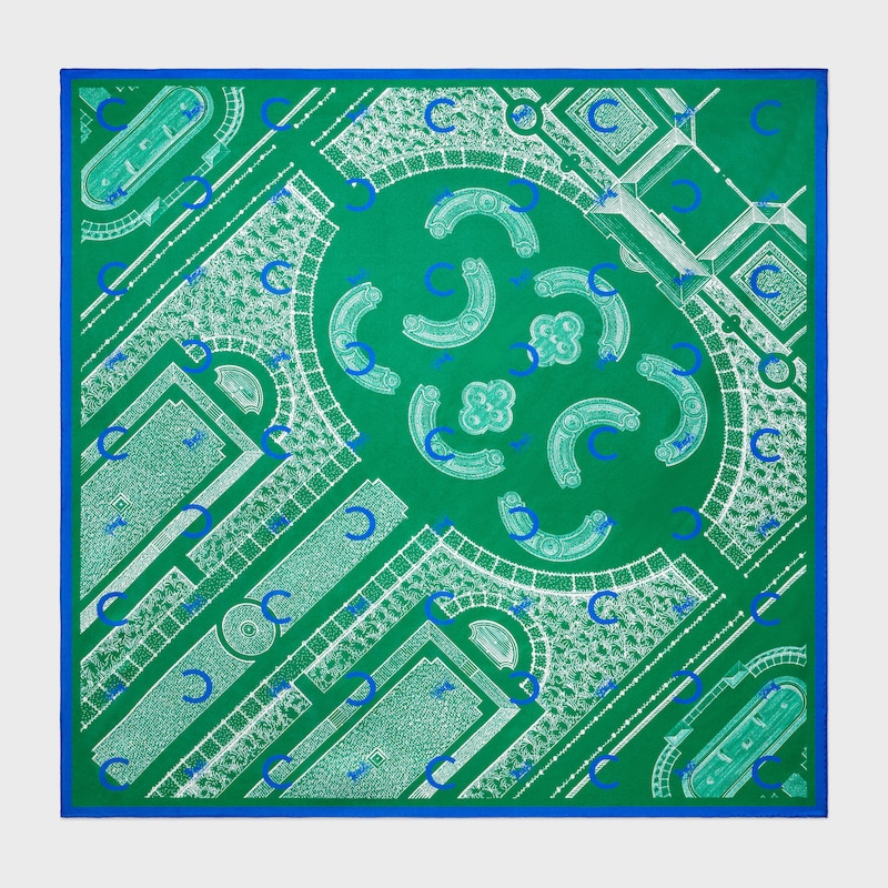 square IN FRENCH GARDEN SILK TWILL - BLUE/GREEN -  - 1 | CELINE