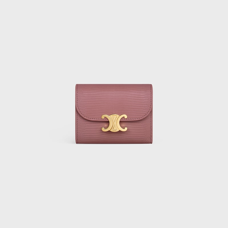 Carteira pequena com aba TRIOMPHE em LIZARD - ROSA VINTAGE - CARTEIRAS - 1 | CELINE