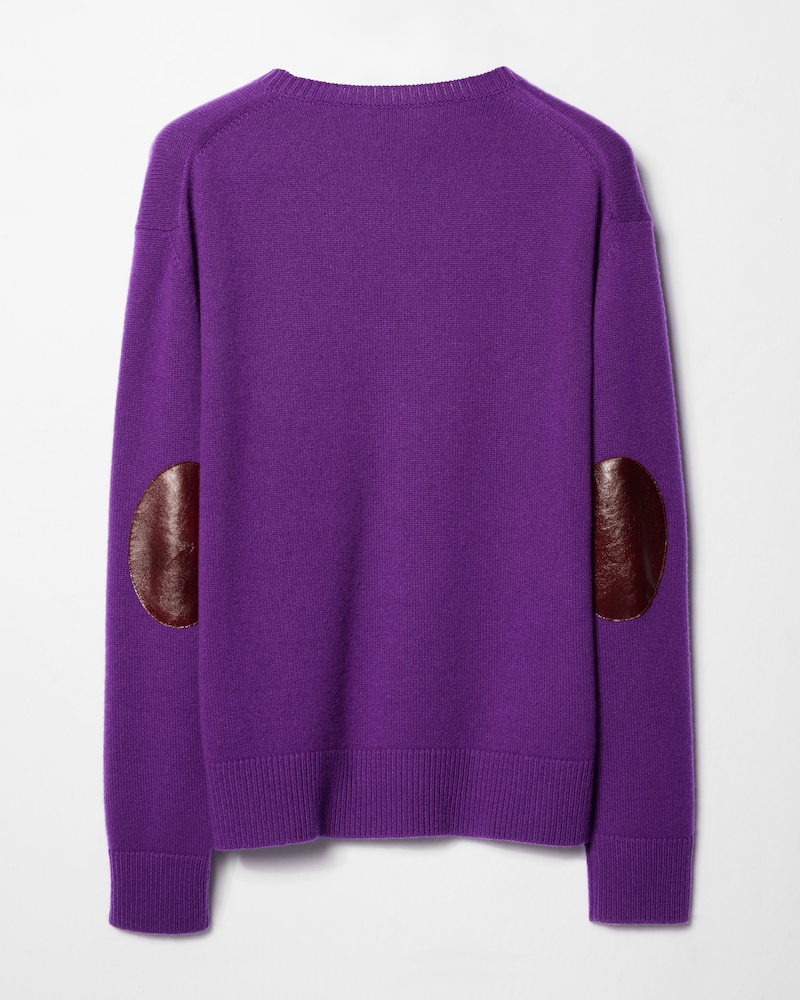 CLASSIC ELBOW-PATCH CREWNECK - ULTRAVIOLET -  - 1 | CELINE