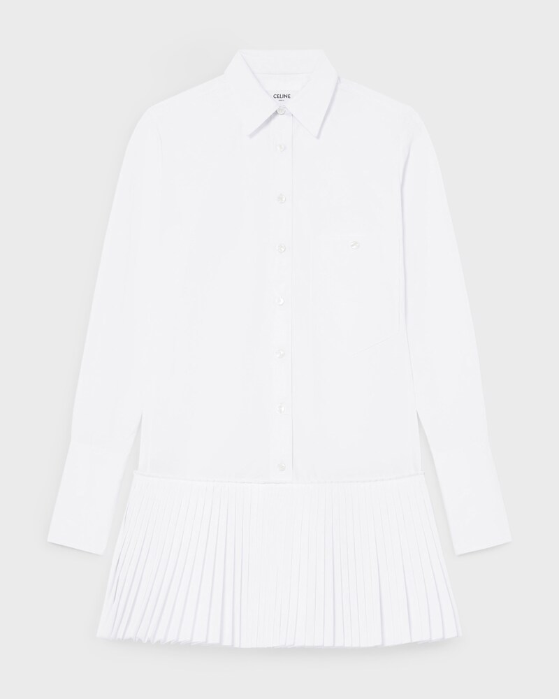 shirt dress IN technical cotton poplin - WHITE -  - 1 | CELINE