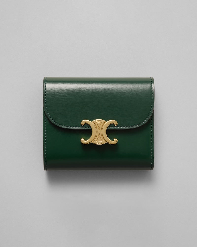 Small Flap Wallet TRIOMPHE IN Shiny calfskin - PINE - WALLETS - 1 | CELINE