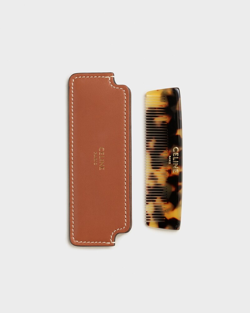 Moustache Comb WITH CASE in Natural Calfskin - Tan - BEAUTY ACCESSORIES - 1 | CELINE