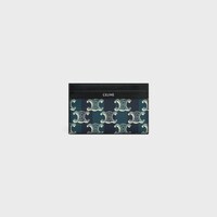 MEDIUM CARD HOLDER IN STRIPED TRIOMPHE CANVAS AND CALFSKIN - BLACK/NAVY BLUE - CARD HOLDERS - 1 | CELINE