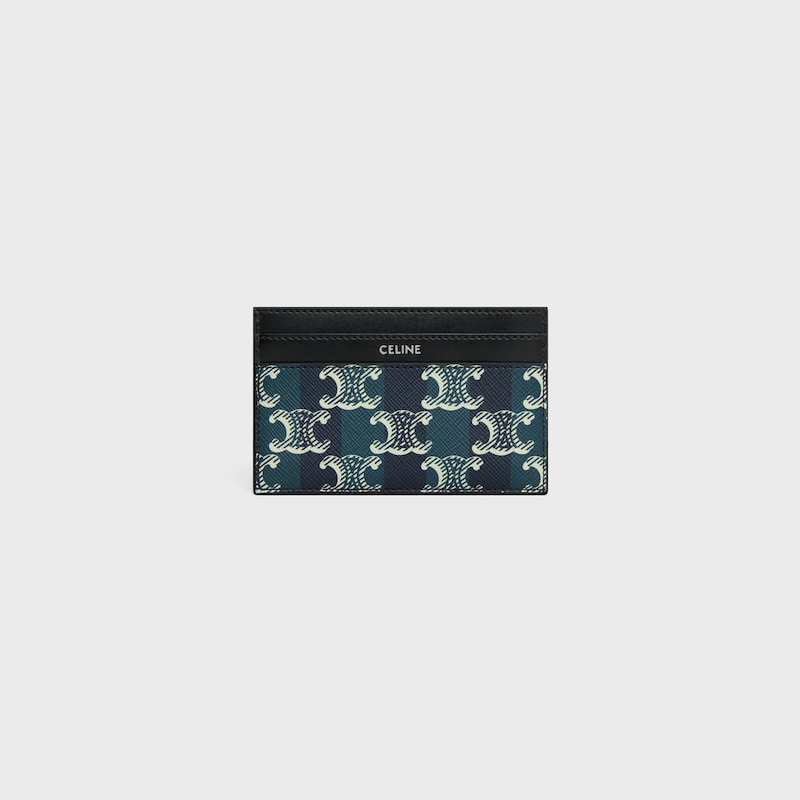中号条纹标志印花卡包 - 黑色/海军蓝 - 卡包 - 1 | CELINE
