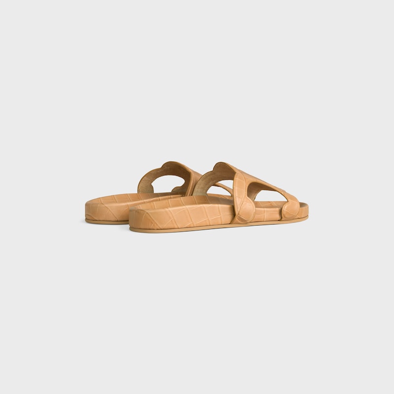 TRIOMPHE SLIDE IN CROCODILE STAMPED CALFSKIN - BEIGE -  - 1 | CELINE