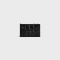 Zipped Card Holder IN Crocodile Embossed Calfskin - Black - COIN HOLDERS - 2 | CELINE
