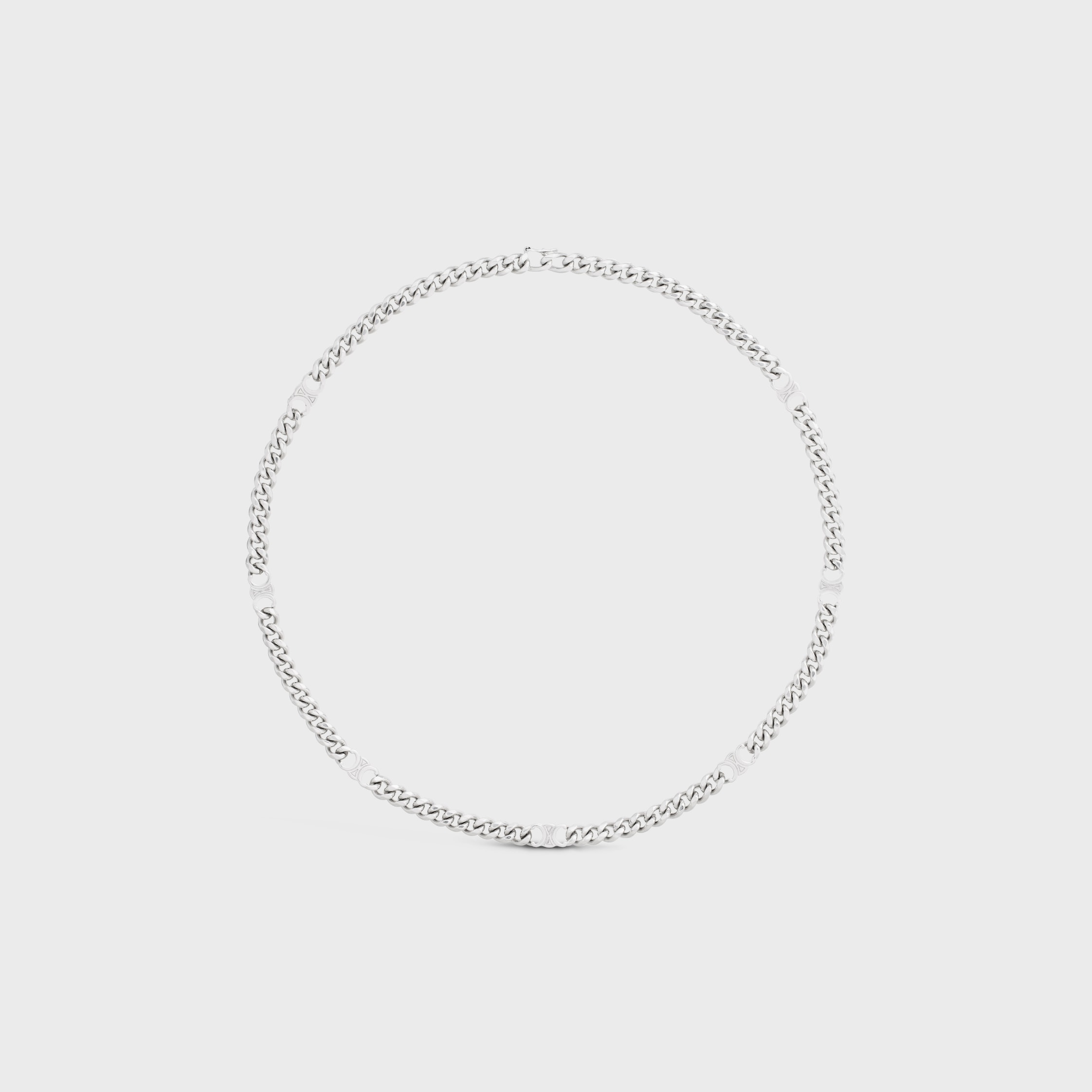 CELINE Triomphe Small Gourmette Necklace in Brass with Rhodium Finish