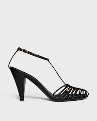 CAGE HEELED SANDAL IN GOATSKIN - BLACK -  - 1 | CELINE