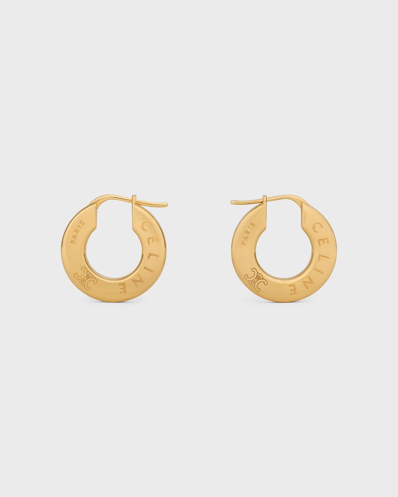 Celine Disc Hoops in Brass with Gold Finish - GOLD - EARRINGS - 1 | CELINE