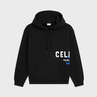 hoodie IN cotton fleece - BLACK/WHITE/BLUE -  - 1 | CELINE
