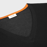 v-neck sweater IN cashmere - BLACK/ORANGE -  - 2 | CELINE