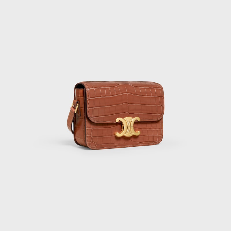 Sac Triomphe mod&egrave;le Teen en crocodile - TAN - TRIOMPHE - 1 | CELINE