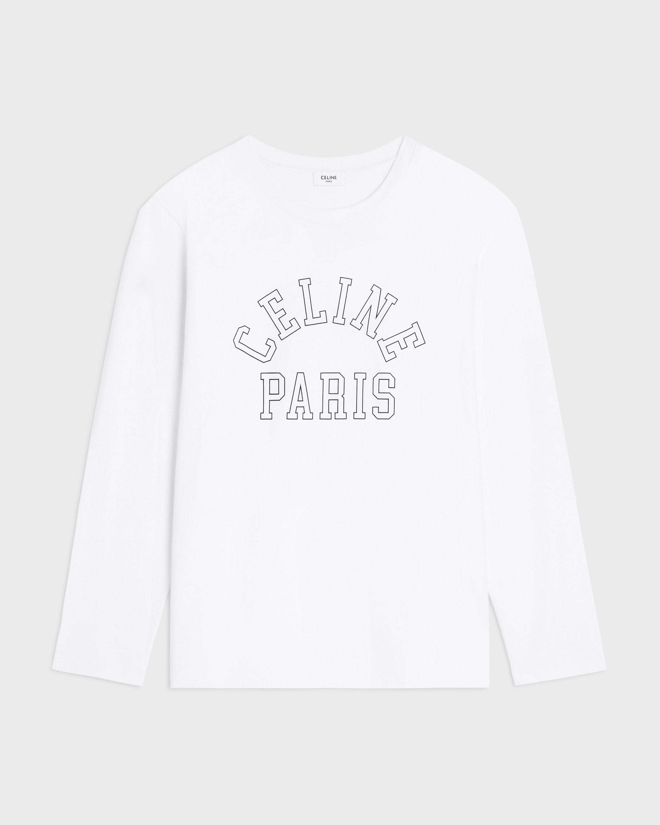LONG-SLEEVED T-SHIRT IN cotton jersey - OFF WHITE / BLACK | CELINE