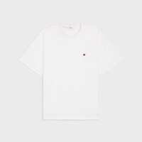 loose T-SHIRT IN cotton jersey - OFF WHITE / ROUGE CERISE -  - 1 | CELINE