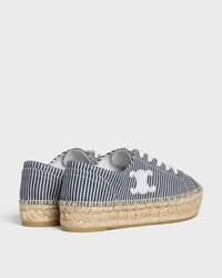 LES ESPADRILLES CELINE LACE-UP IN Oshkosh canvas and Calfskin - OFF WHITE / NAVY -  - 2 | CELINE
