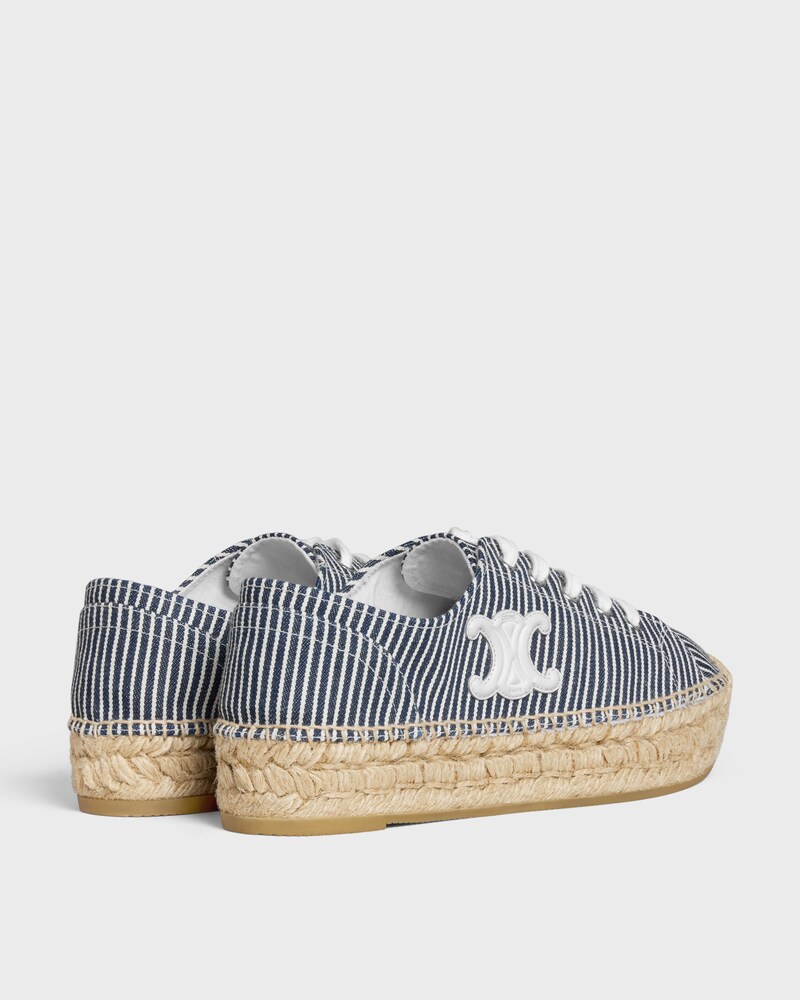 LES ESPADRILLES CELINE LACE-UP IN Oshkosh canvas and Calfskin - OFF WHITE / NAVY -  - 1 | CELINE
