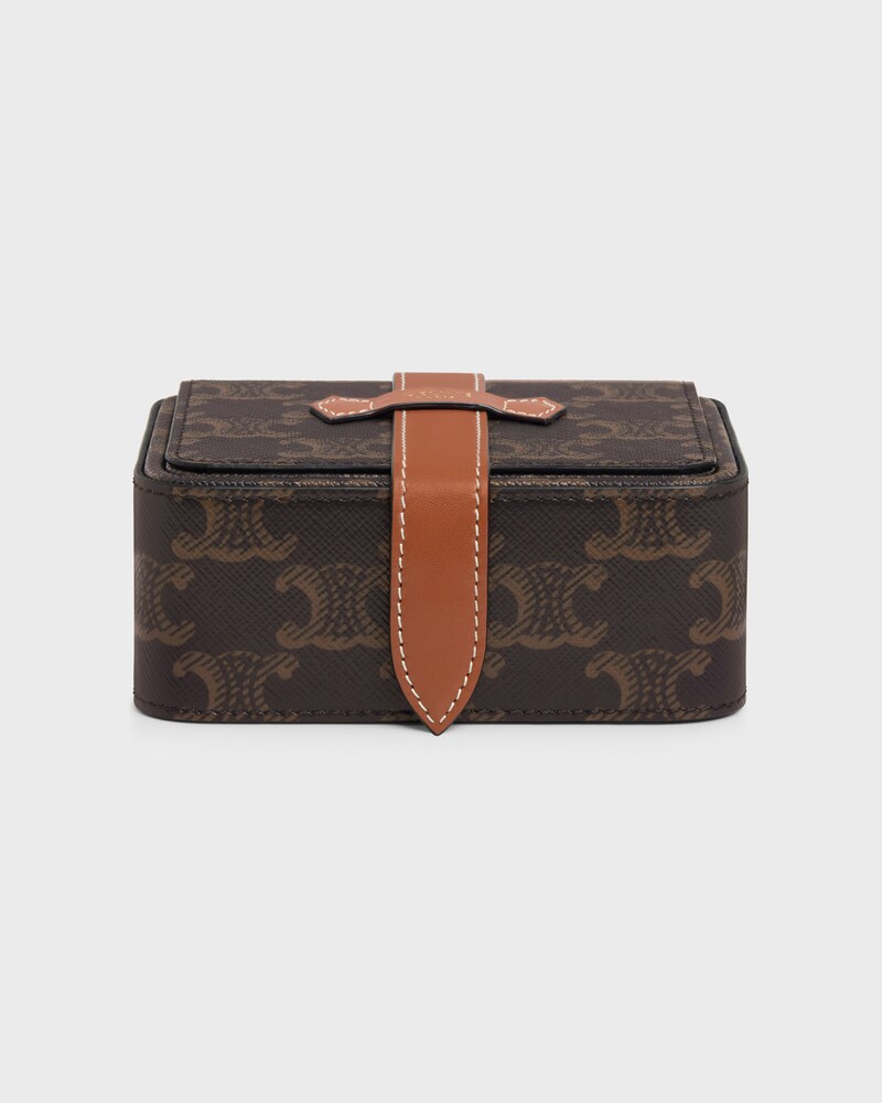 Small Jewels Case in Triomphe Canvas and Calfskin - TAN - SMALL GIFTS - 1 | CELINE
