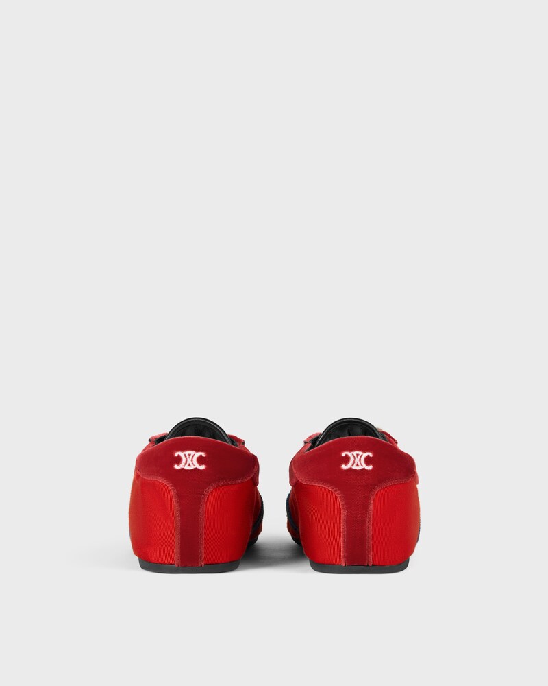 DER FLAT SNEAKER AUS GROSGRAIN, SAMT, ZIEGENWILDLEDER UND LAMMLEDER - ROT/ELEKTROBLAU -  - 1 | CELINE