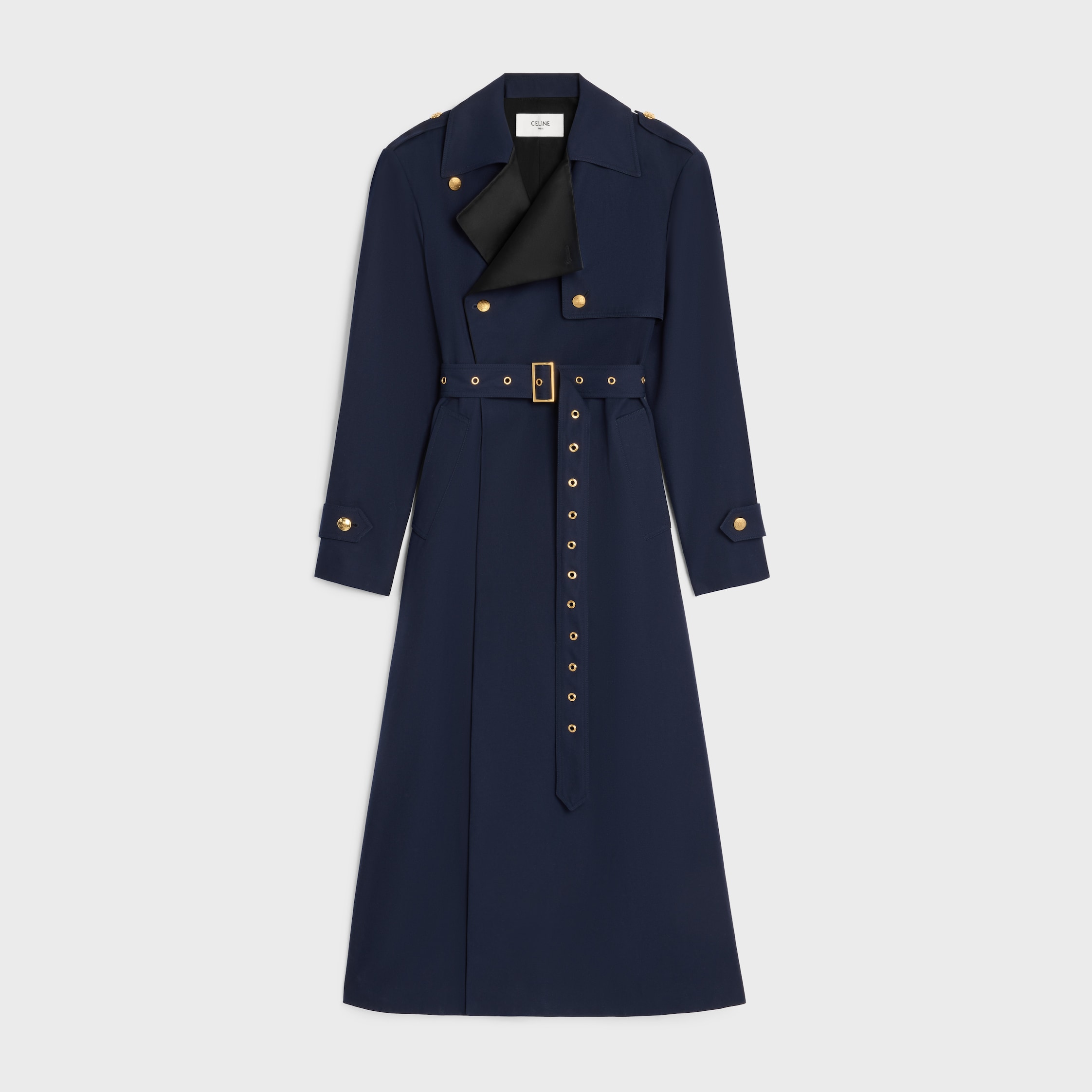 tux trench coat IN COTTON AND WOOL GABARDINE - INK | CELINE