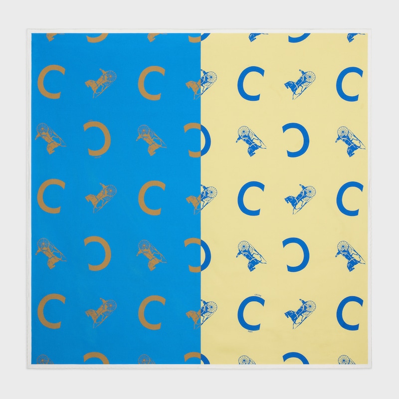 square IN silk twill - TEAL/YELLOW -  - 1 | CELINE