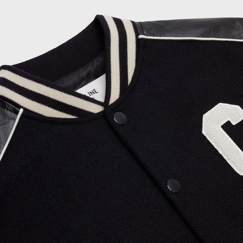 classic teddy jacket in textured wool - BLACK -  - 1 | CELINE