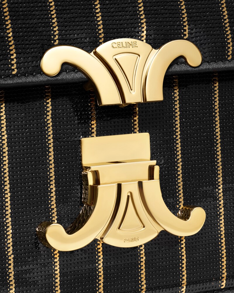 TEEN GARANCE bag IN STRIPED SEQUINS - Black / Gold - TRIOMPHE - 1 | CELINE