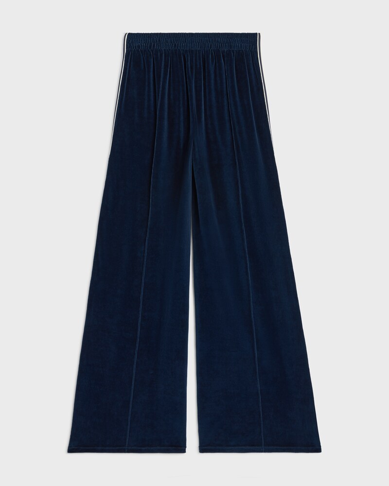 wide tracksuit pants IN velvet jersey - BLEU NUIT/ECRU -  - 1 | CELINE