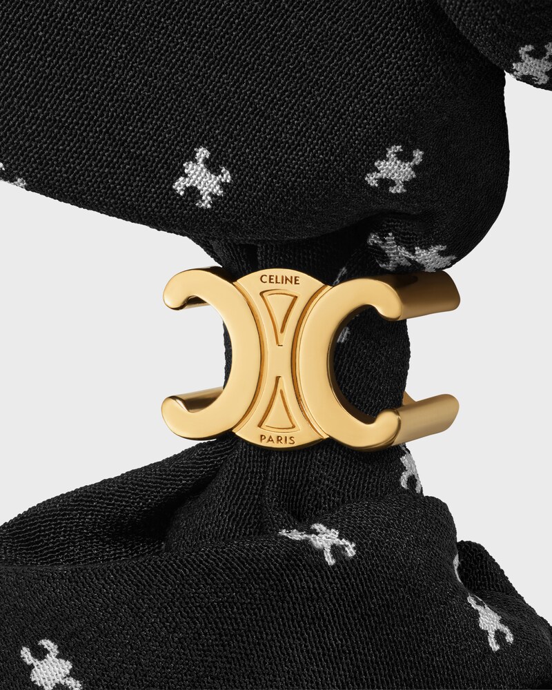 Chouchou Micro Triomphe Celine en Soie et Laiton Dor&eacute; - Noir / Dor&eacute; - ACCESSOIRES CHEVEUX - 1 | CELINE