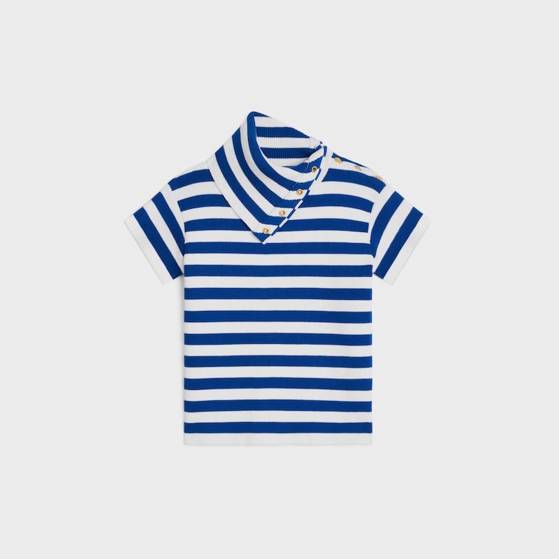 top col montant coton - WHITE/ROYAL BLUE -  - 1 | CELINE