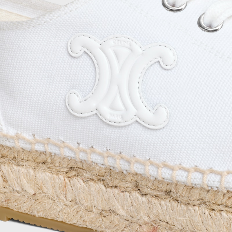 LES ESPADRILLES CELINE LACE-UP IN CANVAS AND CALFSKIN - OPTIC WHITE -  - 1 | CELINE