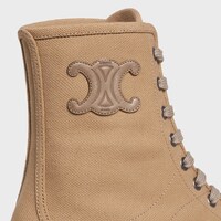 CELINE BULKY LACE-UP BOOT IN CANVAS & CALFSKIN - BEIGE -  - 1 | CELINE