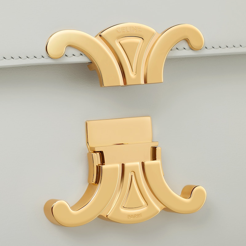 Teen Triomphe Bag in shiny calfskin - CHALK - CROSS-BODY BAGS - 1 | CELINE