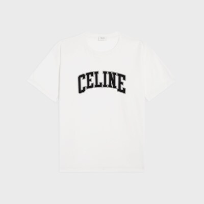 루즈 티셔츠 - 코튼 저지 - 오프 화이트 / 블랙 -  - tileIndex | CELINE