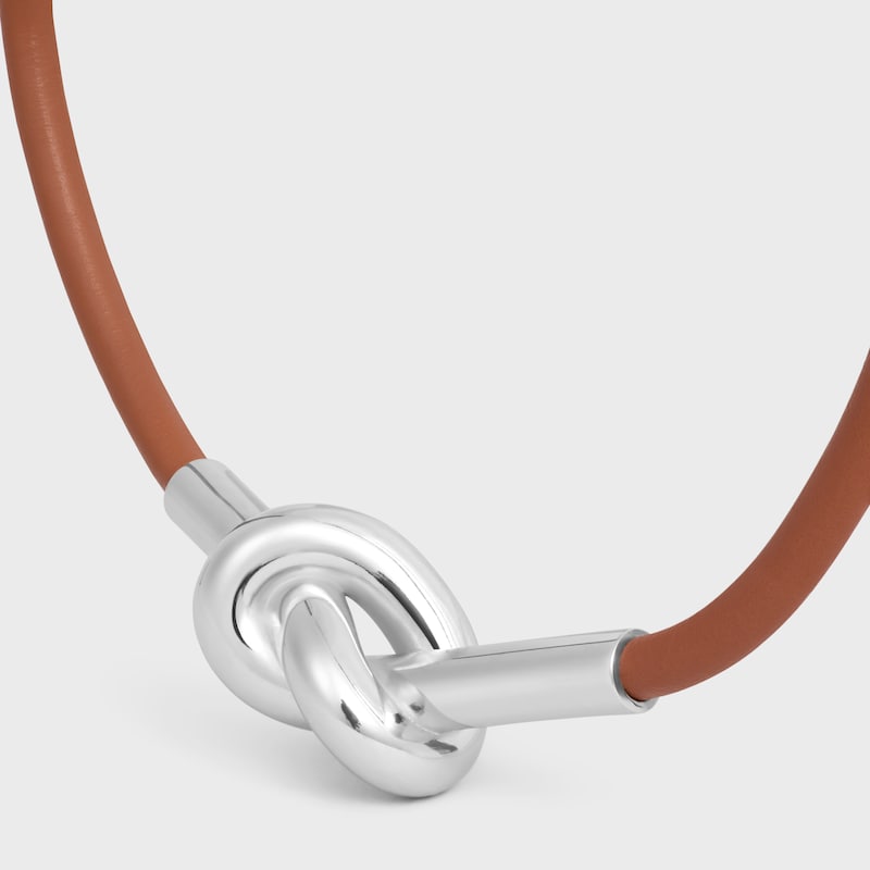 PULSERA KNOT DE PIEL DE BECERRO Y LATÓN CON ACABADO RODIADO - Tostado/plateado -  - 1 | CELINE