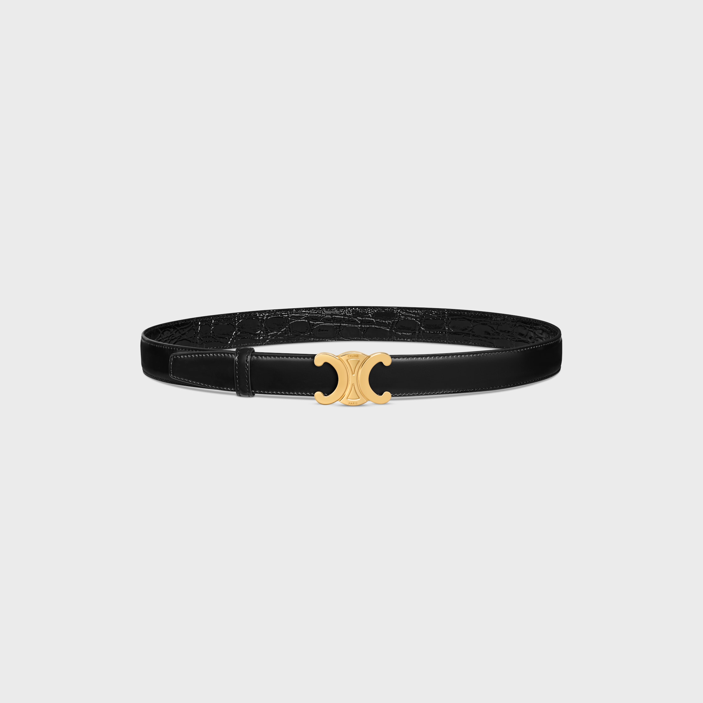 TRIOMPHE BUCKLE & REVERSIBLE STRAP 25MM - BLACK | CELINE