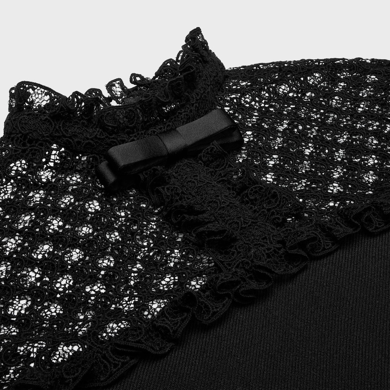 minivestido de encaje de lana diagonal - NEGRO -  - 1 | CELINE