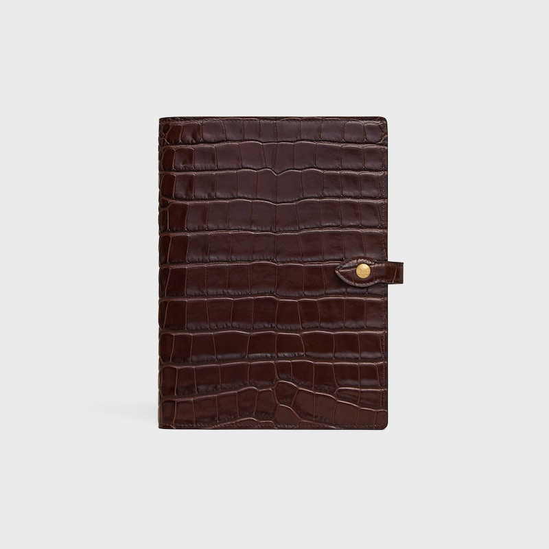 MEDIUM NOTEBOOK COVER IN CROCODILE NILOTICUS - CHOCOLATE - NEW COLLECTION MEN - 1 | CELINE