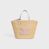 かごバッグ CELINE 115802FF7.25BD TEEN CELINE RAFIA BAG TEEN SUPPLE CELINE CLASSIC PANIER IN Raffia and calfskin