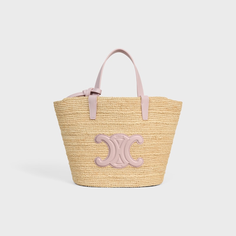 Celine Classic Panier petit modèle Souple Raphia et veau - BLEACHED PINK - CLASSIC PANIER - 1 | CELINE