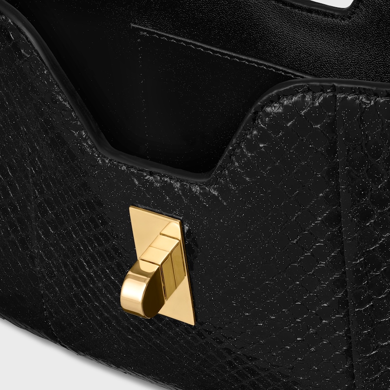 BOLSO DE HOMBRO CAMILLE 16 FLEXIBLE DE PIEL DE PITÓN CON PURPURINA - PURPURINA NEGRA - MÁS MODELOS - 1 | CELINE