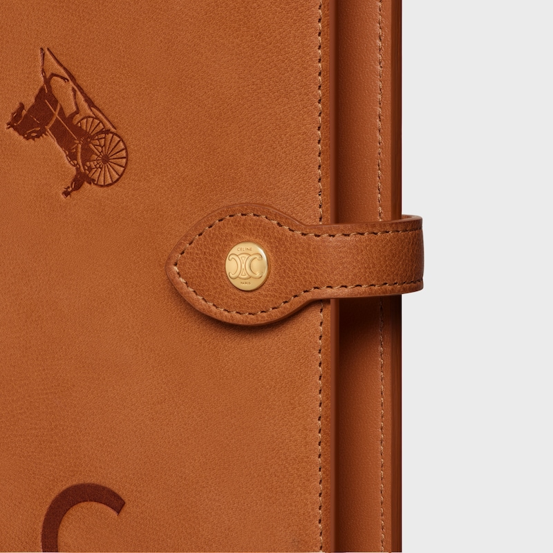 LARGE NOTEBOOK COVER WITH POUCH IN STAMPED NATURAL CALFSKIN - TAN - NEW COLLECTION MEN - 1 | CELINE