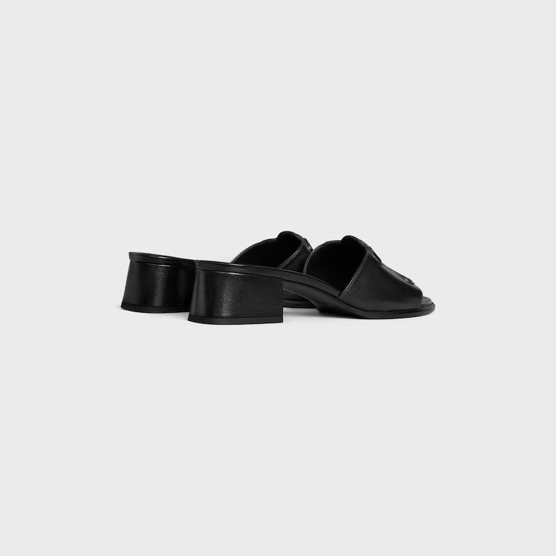 CELINE CLEMENCE MULE IN LAMBSKIN AND PATENT CALFSKIN - BLACK -  - 1 | CELINE
