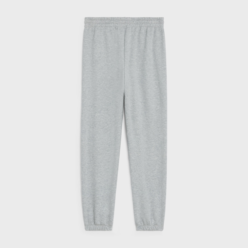 triomphe loose track pants in cotton and cashmere - GREY / OFF WHITE -  - 1 | CELINE