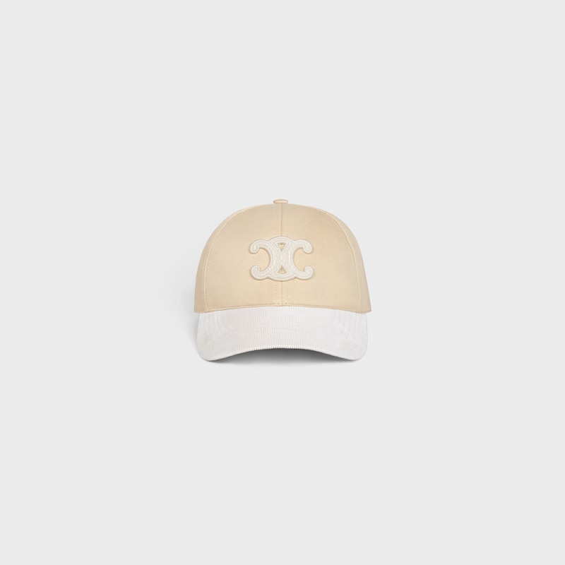 triomphe baseball cap in cotton - MACADAMIA / OFF WHITE -  - 1 | CELINE