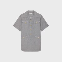 tunic mini dress in hickory striped cotton - RAW WASH -  - 1 | CELINE