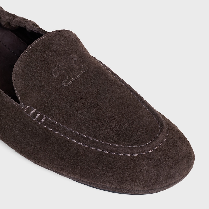 ADAM LOAFER IN SUEDE CALFSKIN - DARK BROWN -  - 1 | CELINE