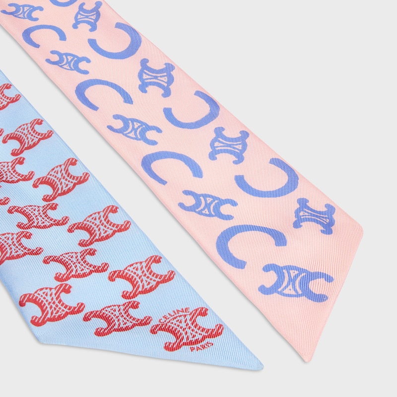 桑蠶絲斜紋布垂巾 - 紅色/藍色/淡粉紅色 -  - 1 | CELINE