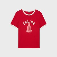 Celine船錨棉質平紋針織70年代風格T恤 - 深紅色 / 奶白色 -  - 1 | CELINE
