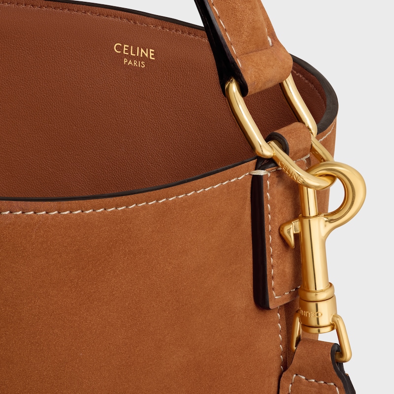 MEDIUM BUCKET LOUISE IN NUBUCK CALFSKIN - CAMEL - SUMMER SELECTION - 1 | CELINE