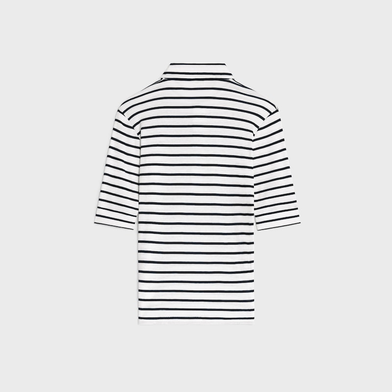 Polo in jersey di seta a righe - OFF-WHITE / NERO -  - 1 | CELINE
